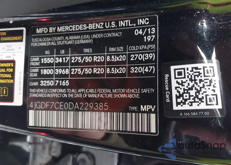 2013 Mercedes-Benz Gl 450 4Matic z USA, uszkodzony, nr VIN 4JGDF7CE0DA229385